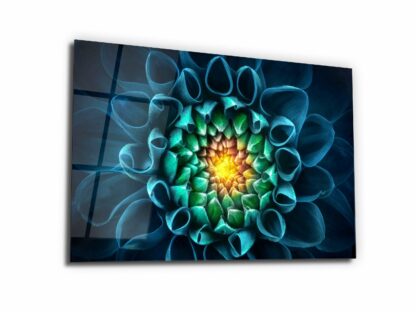 Aqua Bloom - Glass Wall Art