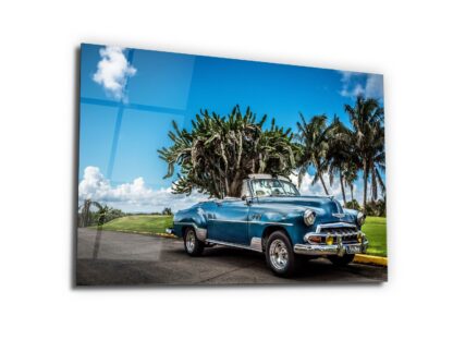 Blue Chevy in Heaven - Glass Wall Art