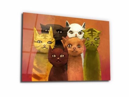 Cat Family - Glass Wall Art