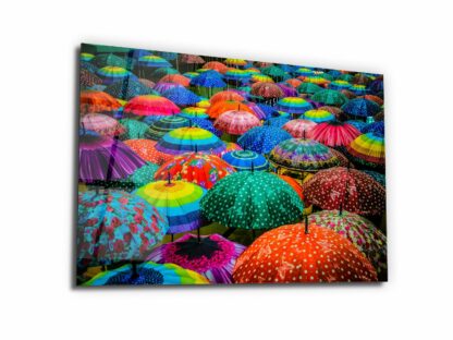 Colorful Umbrellas - Glass Wall Art