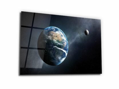 Earth and The Moon - Glass Wall Art