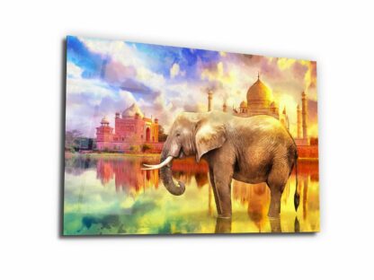 Elephant of Taj Mahal - Glass Wall Art