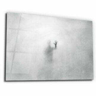 Enigmatic Man Behind Glass - Glass Wall Art