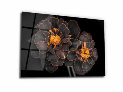 Fiery Blossoms - Glass Wall Art