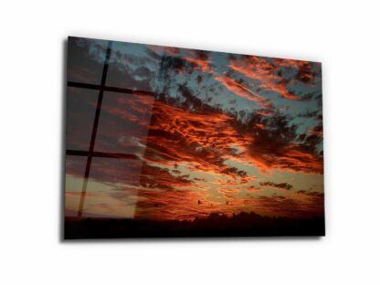 Fiery Sunset Sky - Glass Wall Art