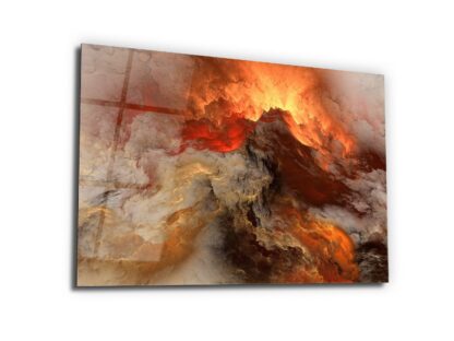 Fire and Smoke Abstract - Glass Wall Art