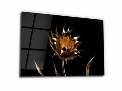 Golden Flower - Glass Wall Art