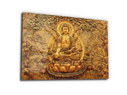 Golden Soul Of Buddha - Glass Wall Art