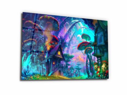 Land Of Mushroom - Glass Wall Art