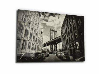 Manhattan Bridge and Brooklyn Skyline - Glass Wall Art