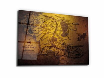 Map of The Middle Earth Old Dark Version - Glass Wall Art