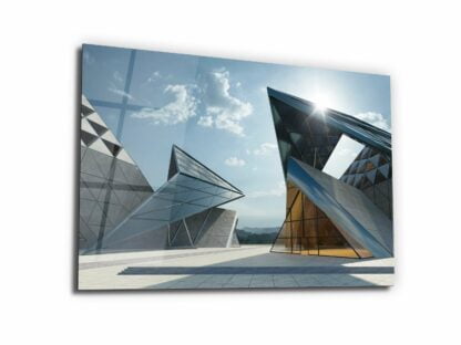 Modern Triangle Building - Glass Wall Art