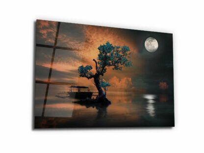 Moonlight on the Tree - Glass Wall Art