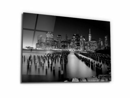 Night view of Manhattan - Glass Wall Art