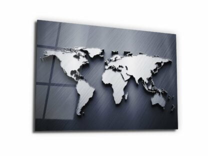 Platinum World Map - Glass Wall Art