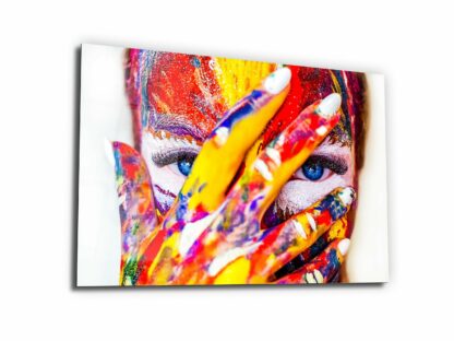 Rainbow Eye Makeup Design - Glass Wall Art