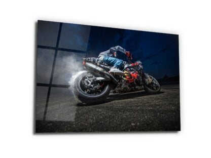 Ride with Soul - Drift with Moto - Glass Wall Art