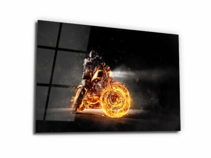 Rider from Hell- Ride with Fire - Glass Wall Art