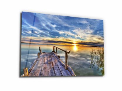 Sunrise at the dock - Glass Wall Art