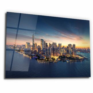 Sunrise over New York City - Glass Wall Art
