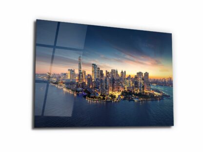 Sunrise over New York City - Glass Wall Art