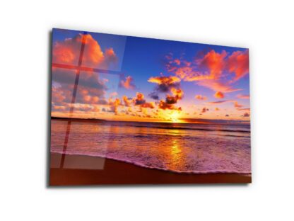 Sunset with Sea and Sand - Glass Wall Art