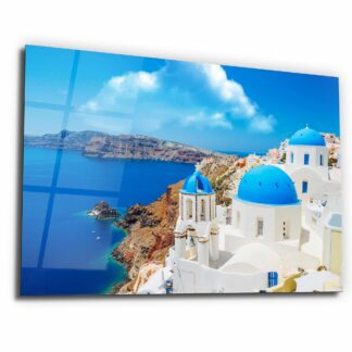 The View of Santorini - Glass Wall Art