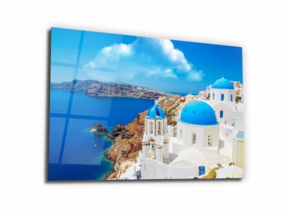 The View of Santorini - Glass Wall Art