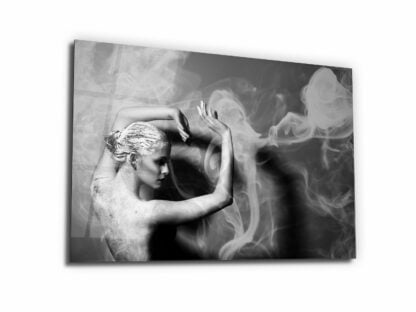 Woman with Dreamy Smoke - Glass Wall Art