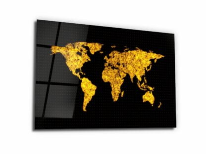 World Map Golden Edition - Glass Wall Art