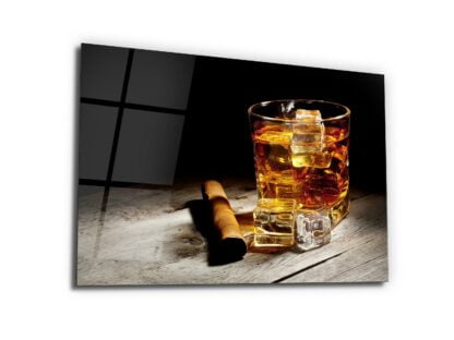 cigar and whiskey - Glass Wall Art